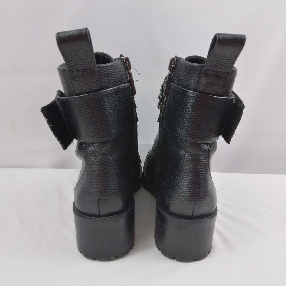 Karl Lagerfeld PIPPA Black Pebbled Leather Rhinestone Combat Boots Size 6M - Picture 16 of 16